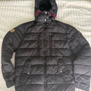 Jack & Jones Dark Puffer Jacket with Red Lining
